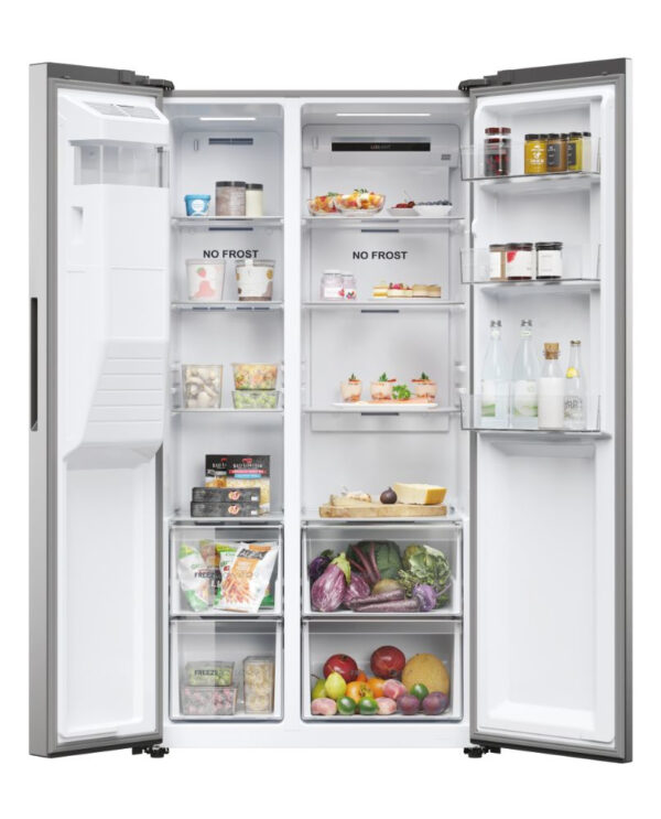 Haier SBS 90 Serie 5 HSR5918DIMP Side-by-Side Kühlkombination Freistehend 511 l D Platin, Edelstahl – Bild 2