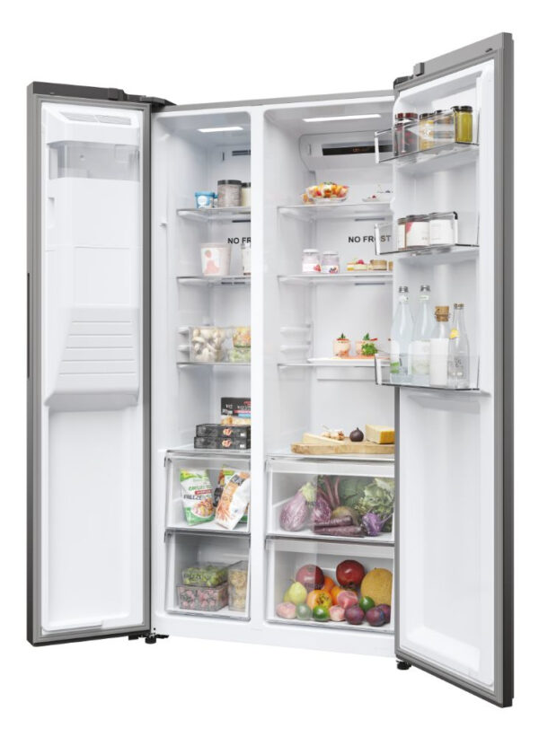 Haier SBS 90 Serie 5 HSR5918DIMP Side-by-Side Kühlkombination Freistehend 511 l D Platin, Edelstahl – Bild 8