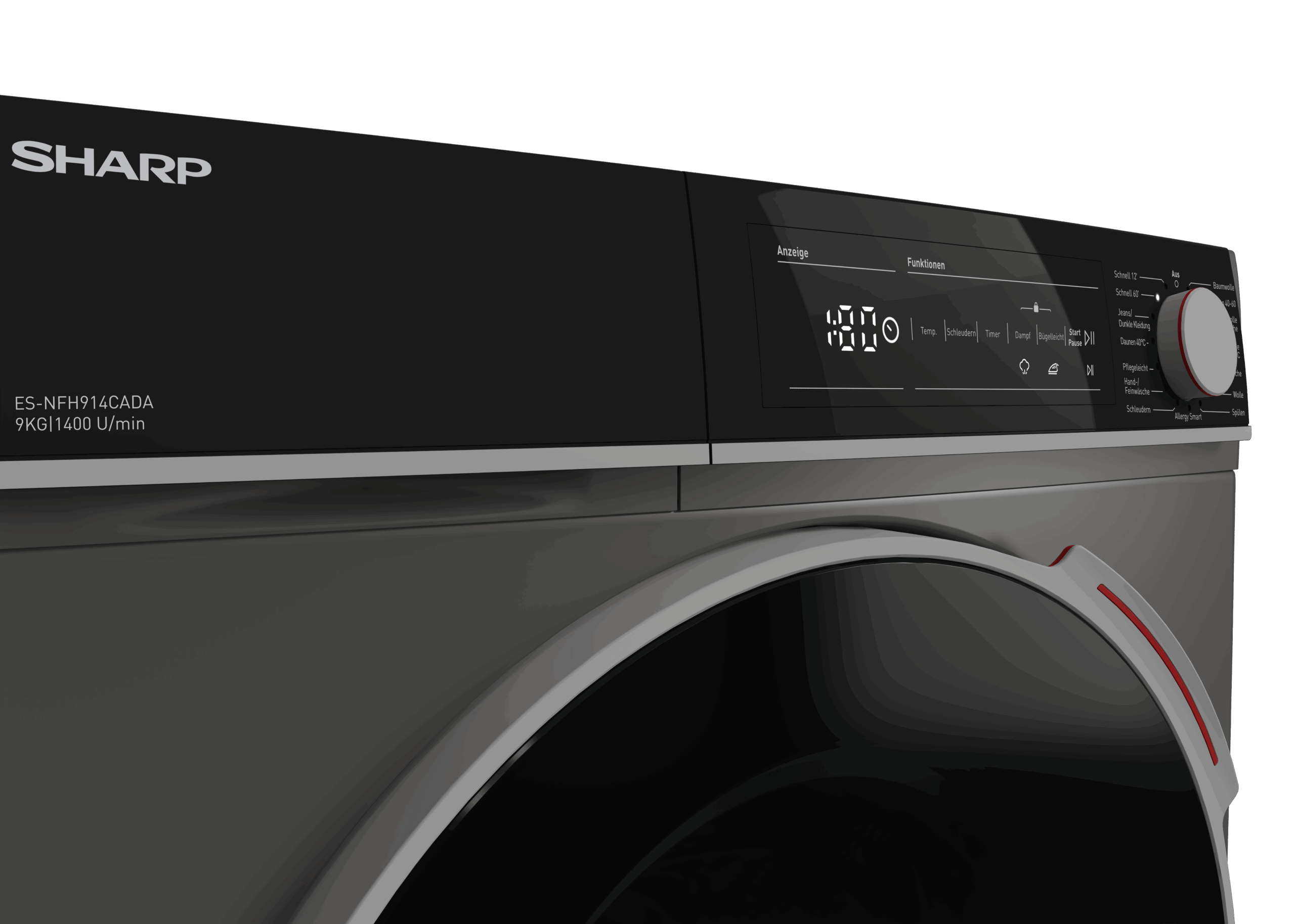 SHARP Waschmaschine ES-NFH914CADA-DE 9kg/1400Umin grau – Bild 5