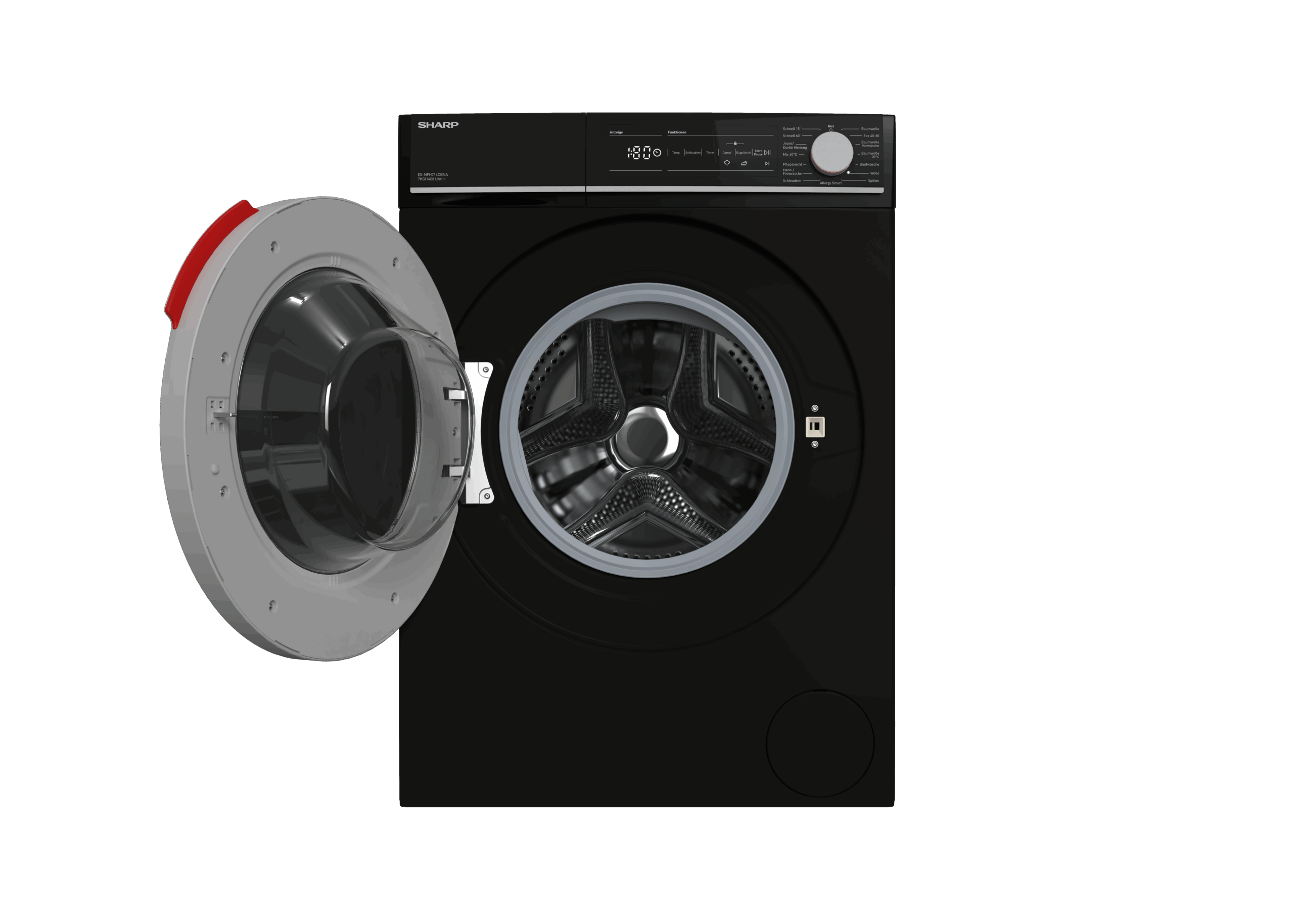 SHARP Waschmaschine ES-NFH714CBNA-DE 7kg/1400Umin schwarz – Bild 3