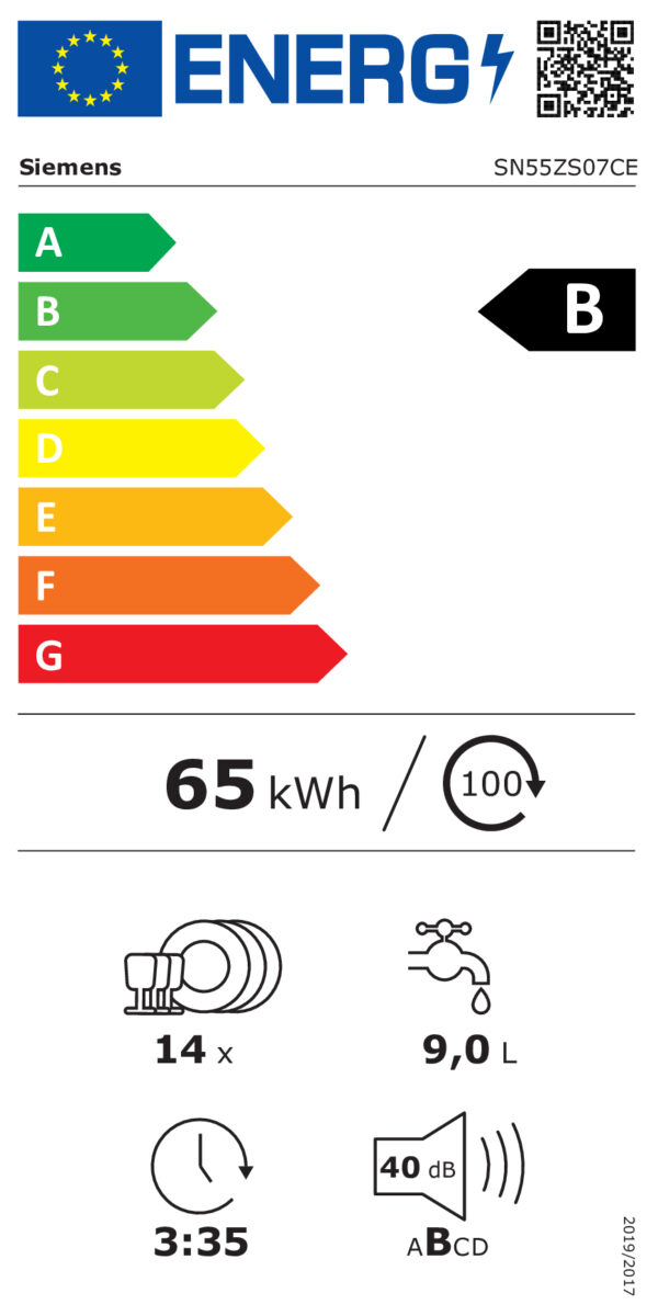 Siemens SN55ZS07CE Spülmaschine Halb integriert 14 Maßgedecke B – Bild 11