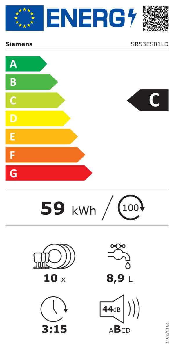 Siemens iQ300 SR53ES01LD Spülmaschine Halb integriert 10 Maßgedecke C – Bild 5