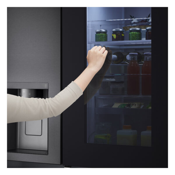 LG GSXV90MCAE Side-by-Side Kühlkombination Freistehend 635 l E Schwarz – Bild 2