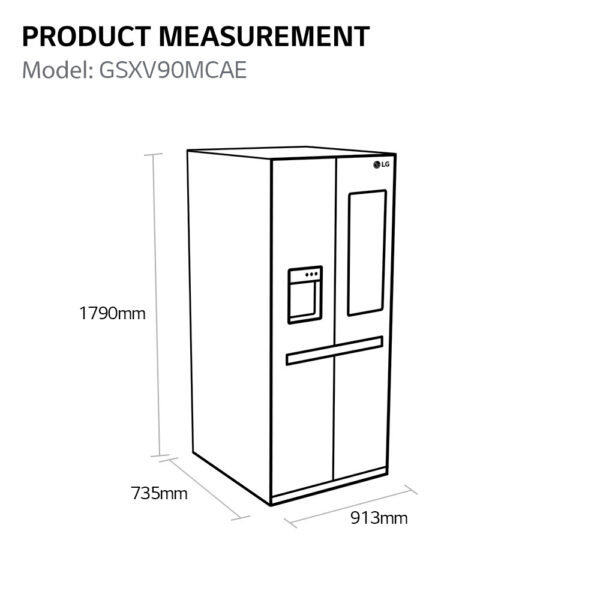 LG GSXV90MCAE Side-by-Side Kühlkombination Freistehend 635 l E Schwarz – Bild 11