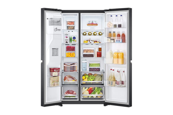 LG GSLV71MCLE Side-by-Side Kühlkombination Freistehend 635 l E Schwarz – Bild 2