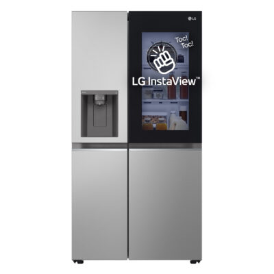 LG InstaView GSGV81PYLL Side-by-Side Kühlkombination Freistehend 635 l E Silber