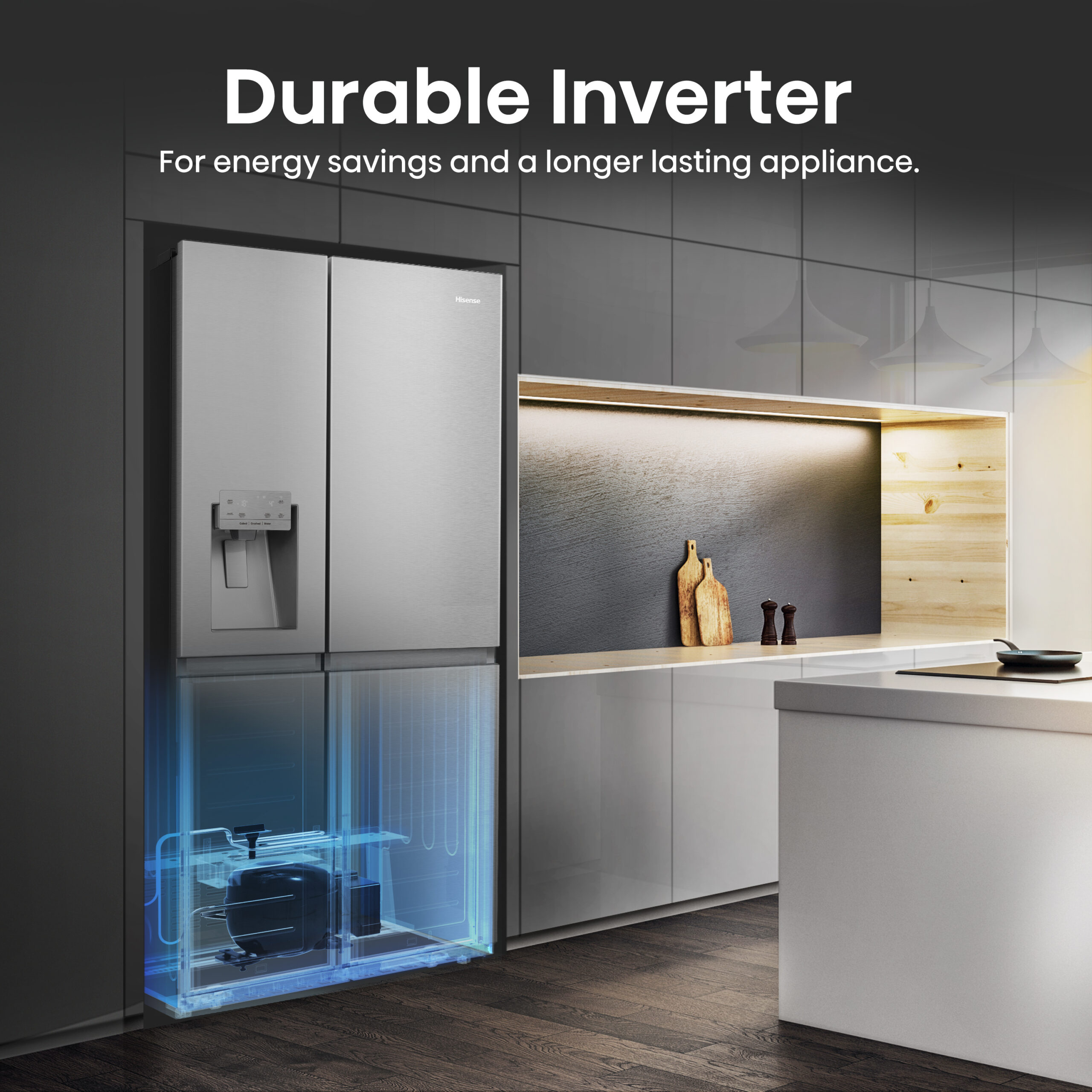 Hisense RS818N4TIC Side-by-Side Kühl-Gefrierkombination Stand 417L/200L/15L Inox-Optik – Bild 7