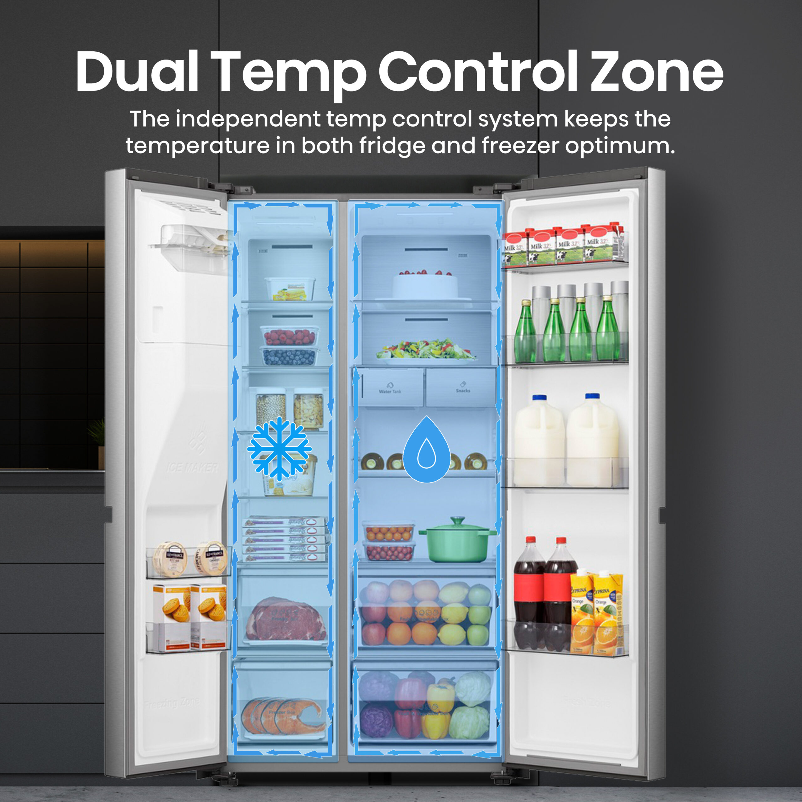 Hisense RS818N4TIC Side-by-Side Kühl-Gefrierkombination Stand 417L/200L/15L Inox-Optik – Bild 9