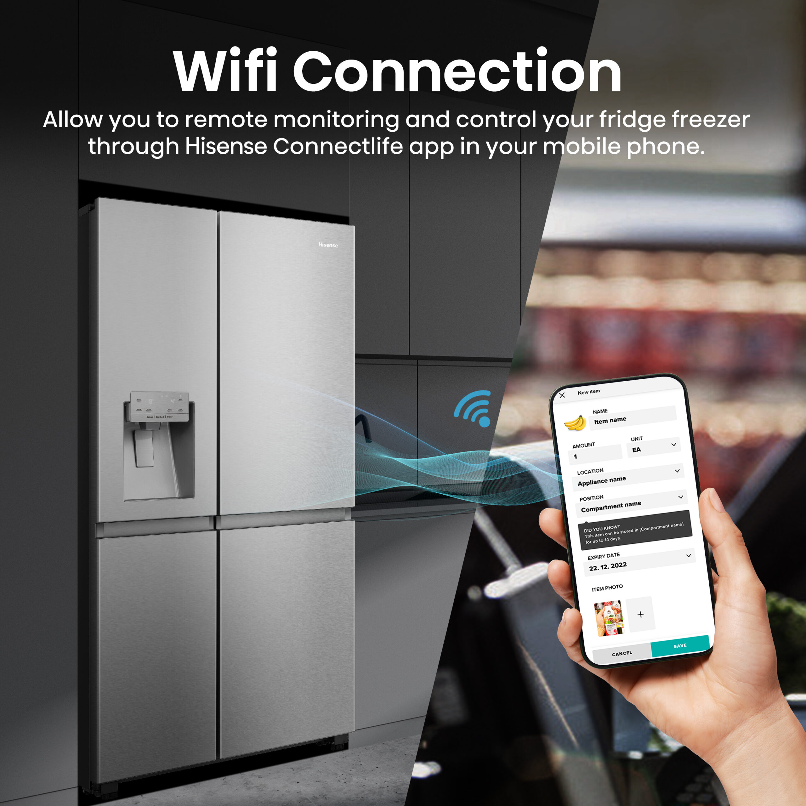 Hisense RS818N4TIC Side-by-Side Kühl-Gefrierkombination Stand 417L/200L/15L Inox-Optik – Bild 5