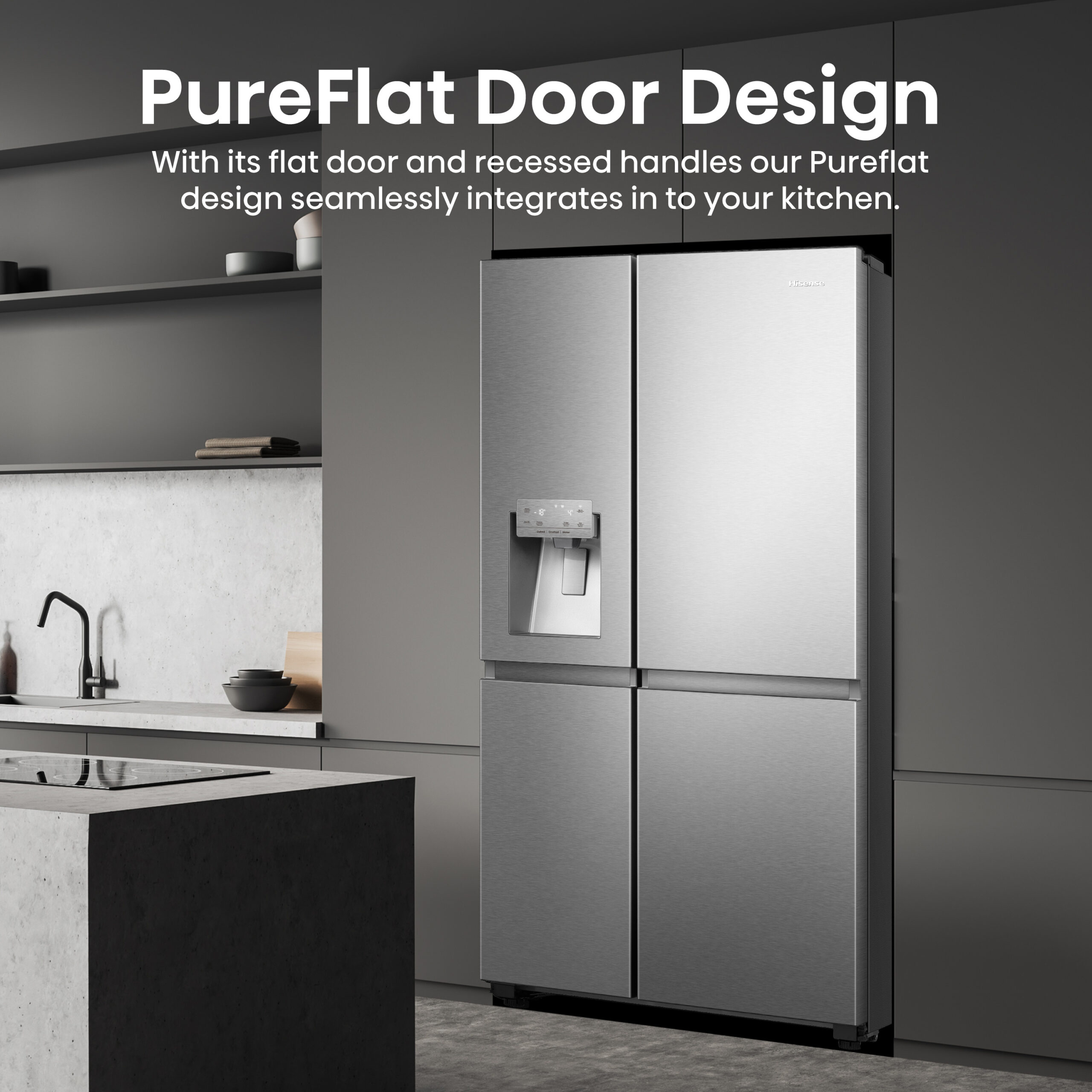 Hisense RS818N4TIC Side-by-Side Kühl-Gefrierkombination Stand 417L/200L/15L Inox-Optik – Bild 3