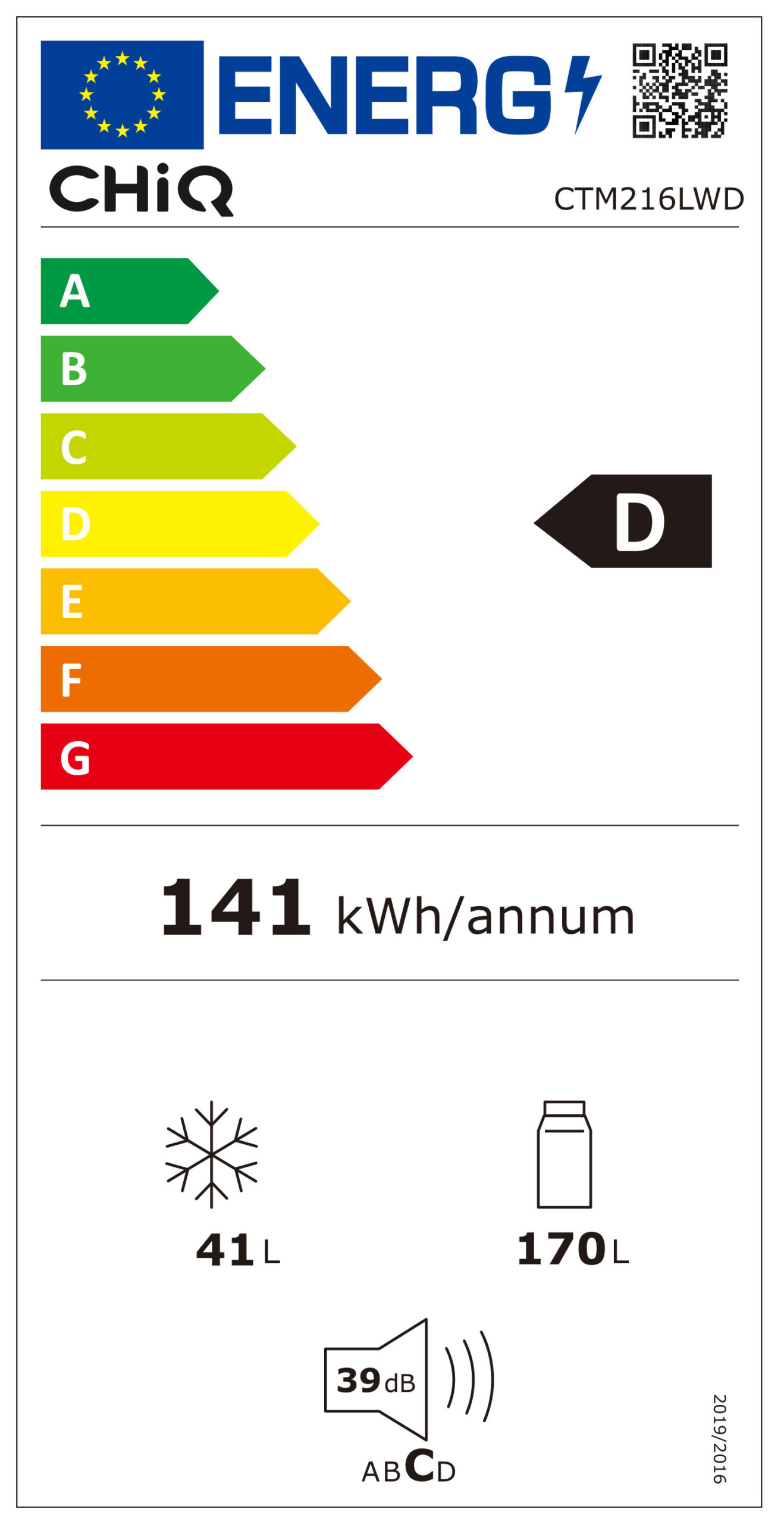 CHiQ CTM216WD Kühl-Gefrierkombi 170L/41L weiß – Bild 3