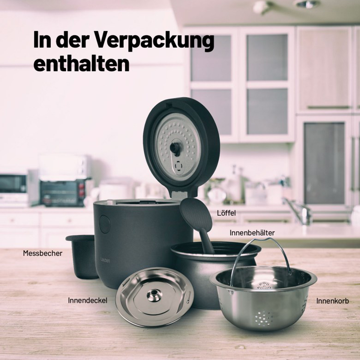 Lauben Reiskocher  1.5l LBNRCD1500AT  Low-Sugar    anthrazit retail – Bild 3