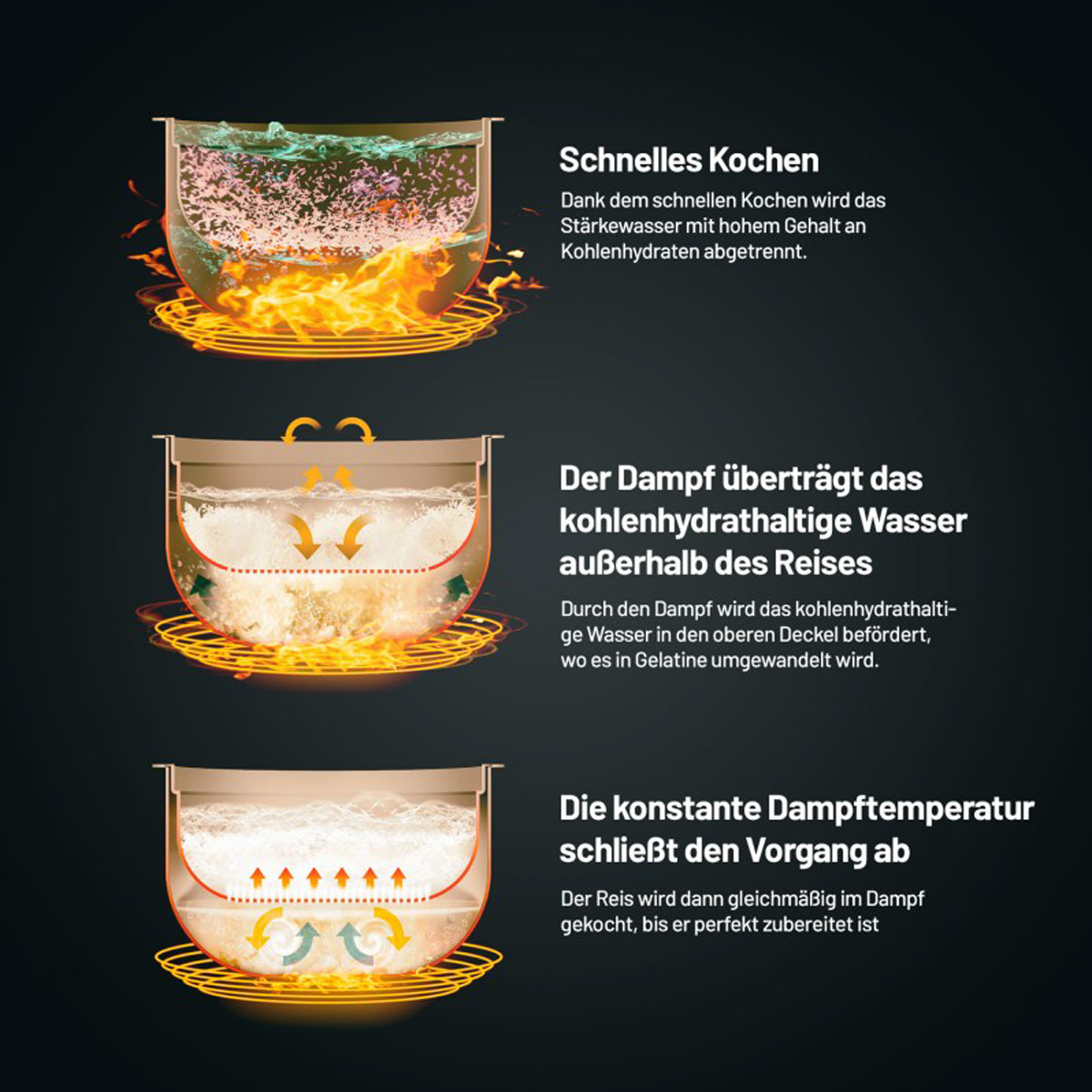 Lauben Reiskocher  1.5l LBNRCD1500AT  Low-Sugar    anthrazit retail – Bild 2