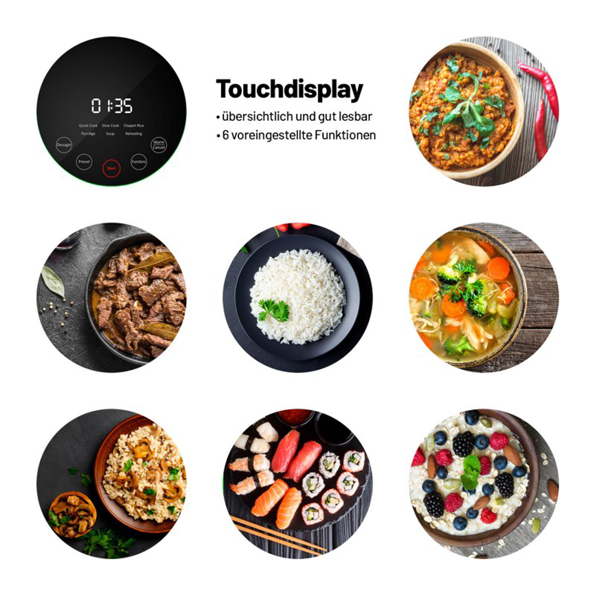 Lauben Reiskocher  1.5l LBNRCD1500AT  Low-Sugar    anthrazit retail – Bild 5