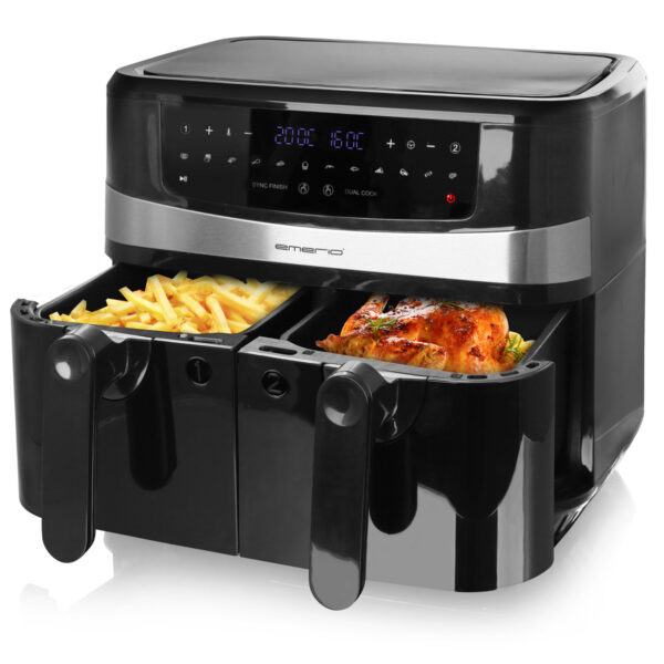 Emerio Heißluftfritteuse, Smart Fryer, 4,5+4,5L, Cool touch