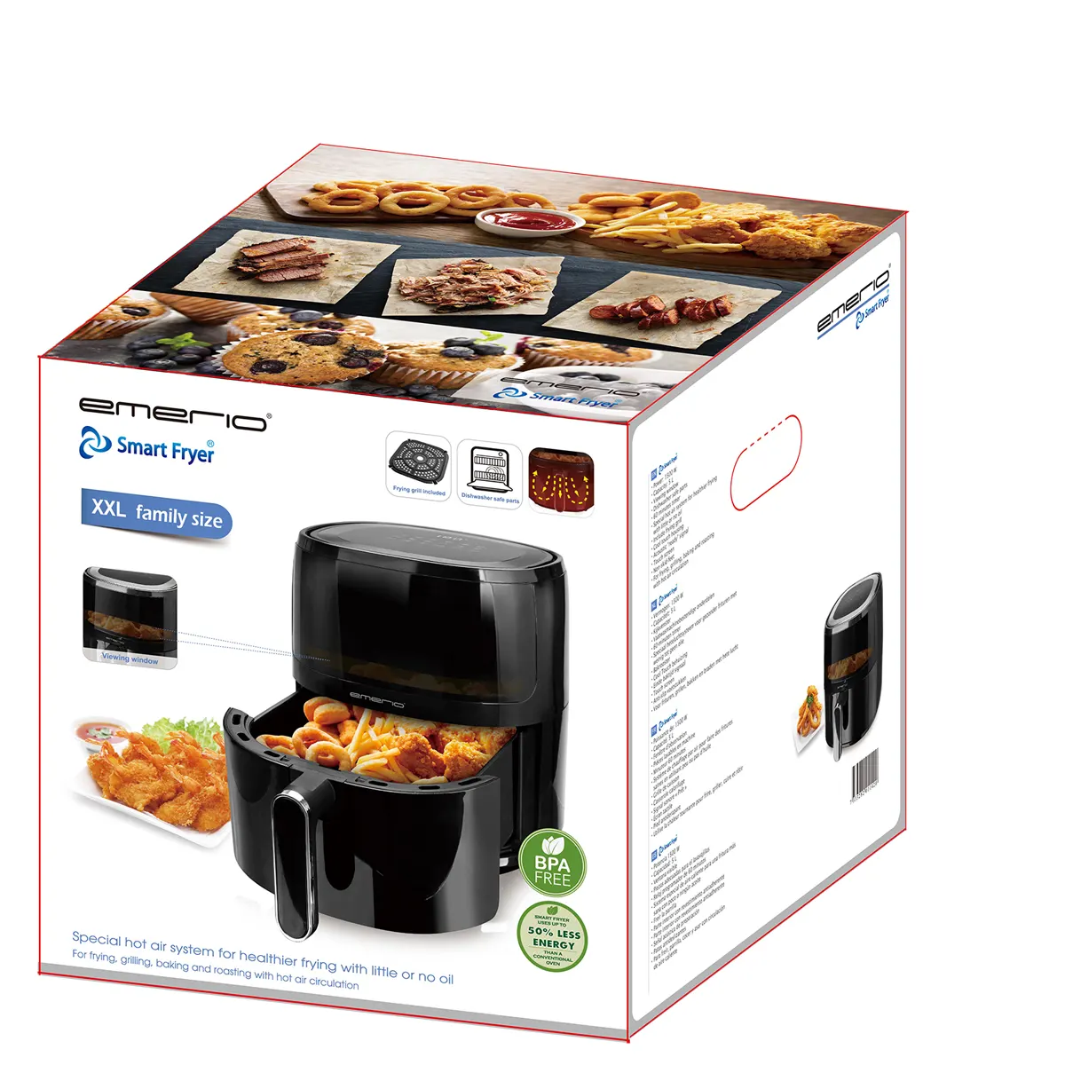 Emerio Heißluftfritteuse, Smart Fryer, 5L,schwarz,Cool t – Bild 3