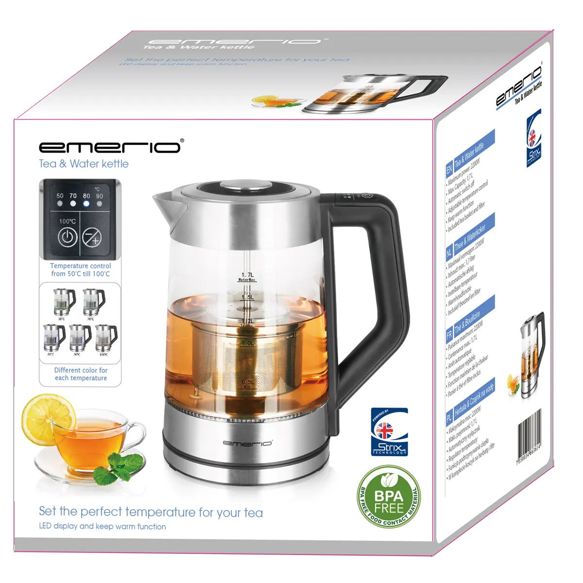 Emerio Wasserkocher 1,7 l, 5 Heizleistungsst., Farbwechsel – Bild 4