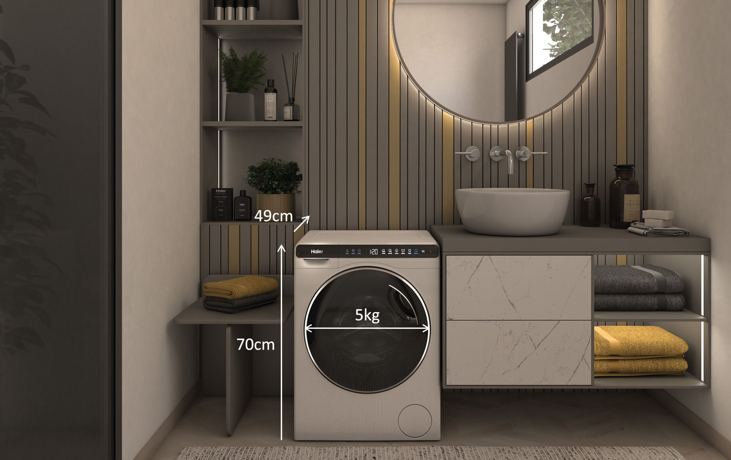 Haier HW50-BP12307-S Mini-Waschmaschine 5kg 1200U/min weiß/schwarz – Bild 15